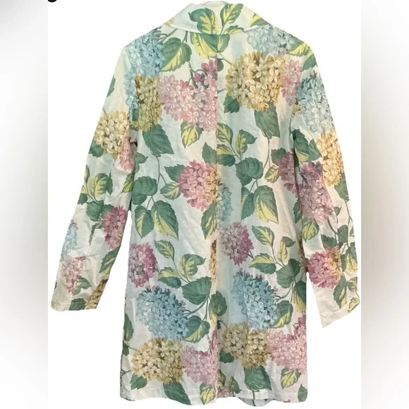 Anthropologie Mellie‎ Hydrangea Floral Raincoat Linen Trench Jacket Soft Girl - Picture 5 of 12